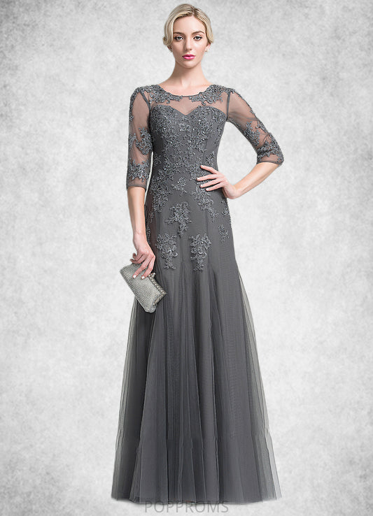 Savannah A-Line/Princess Scoop Neck Floor-Length Tulle Mother of the Bride Dress With Beading Sequins PP6126P0014782