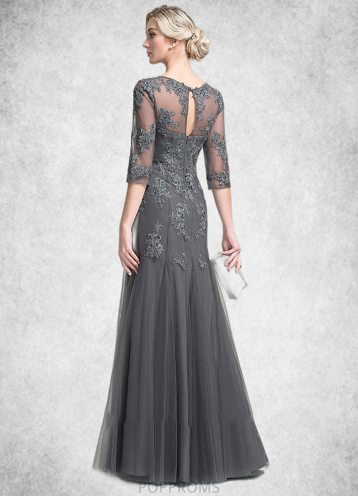 Savannah A-Line/Princess Scoop Neck Floor-Length Tulle Mother of the Bride Dress With Beading Sequins PP6126P0014782