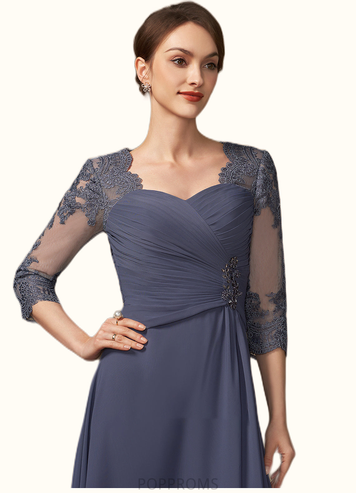 Mariah A-Line Sweetheart Asymmetrical Chiffon Lace Mother of the Bride Dress With Beading Sequins PP6126P0014783