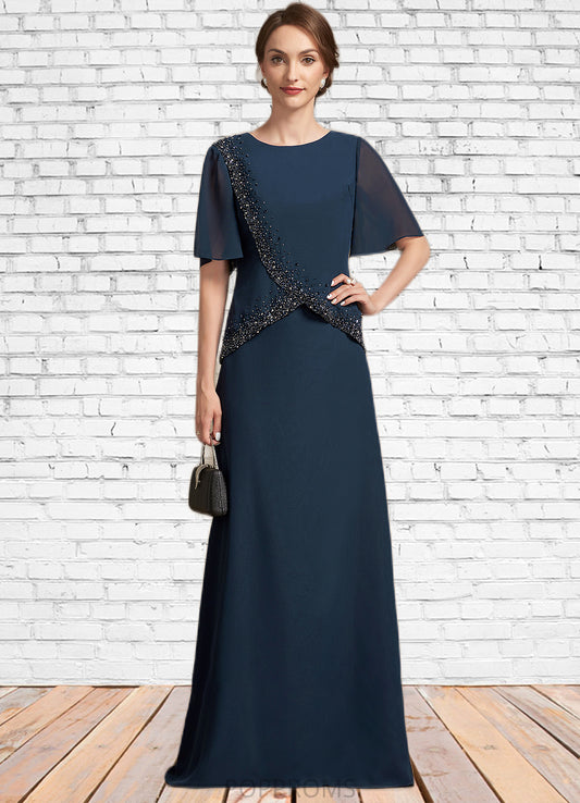 Aniya A-Line Scoop Neck Floor-Length Chiffon Mother of the Bride Dress With Beading Sequins PP6126P0014787