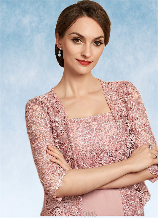 Alejandra A-Line Square Neckline Tea-Length Chiffon Lace Mother of the Bride Dress With Beading Sequins PP6126P0014789