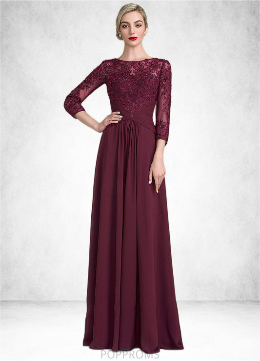 Jade A-Line Scoop Neck Floor-Length Chiffon Lace Mother of the Bride Dress With Ruffle Beading Sequins PP6126P0014792