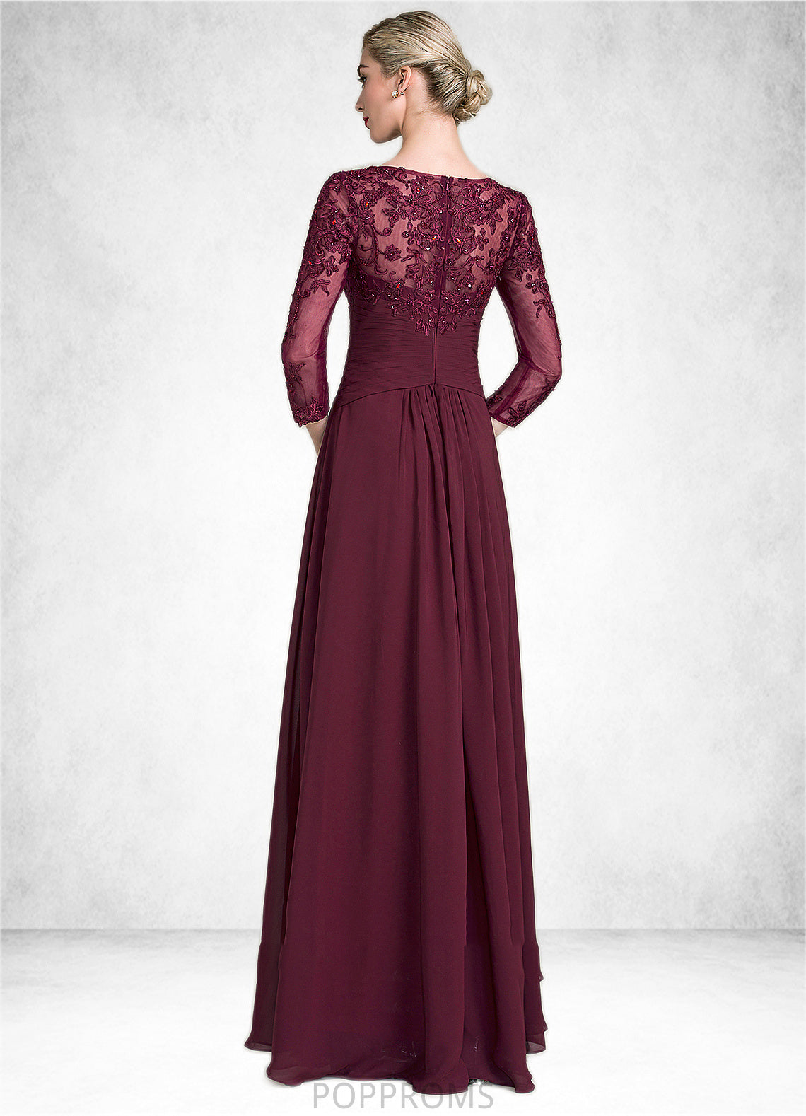 Jade A-Line Scoop Neck Floor-Length Chiffon Lace Mother of the Bride Dress With Ruffle Beading Sequins PP6126P0014792