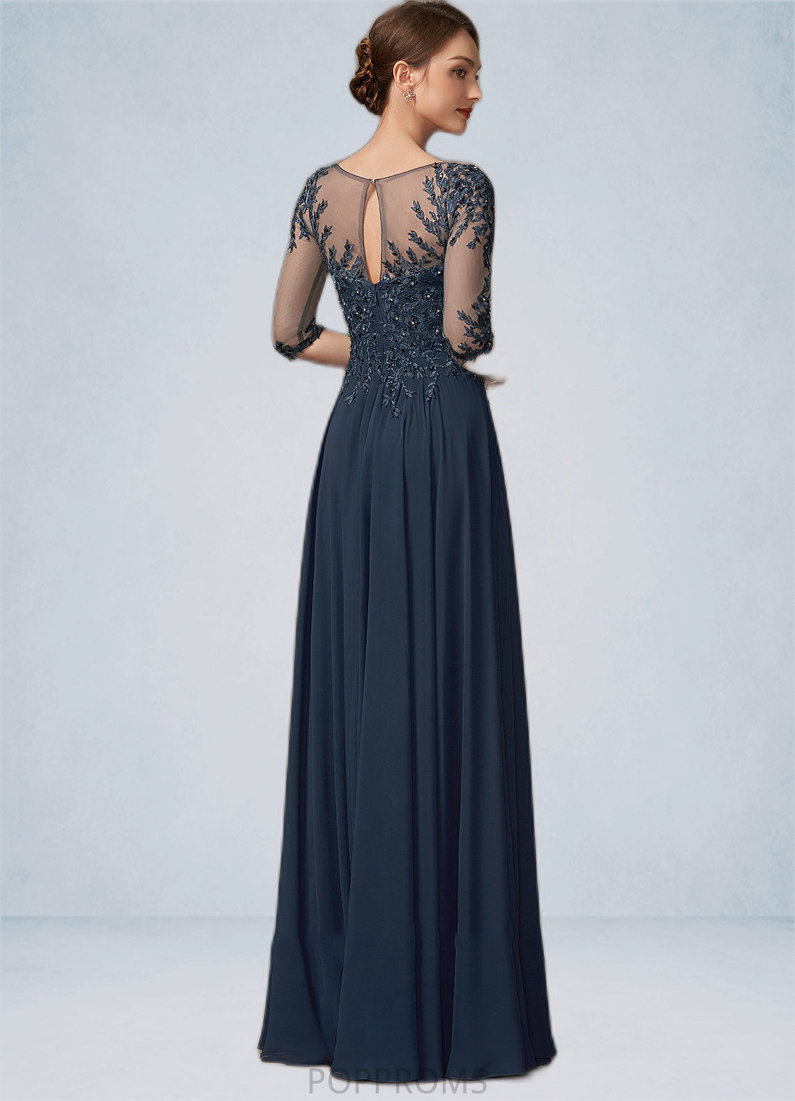 Tania A-Line Scoop Neck Floor-Length Chiffon Lace Mother of the Bride Dress With Beading Sequins PP6126P0014795