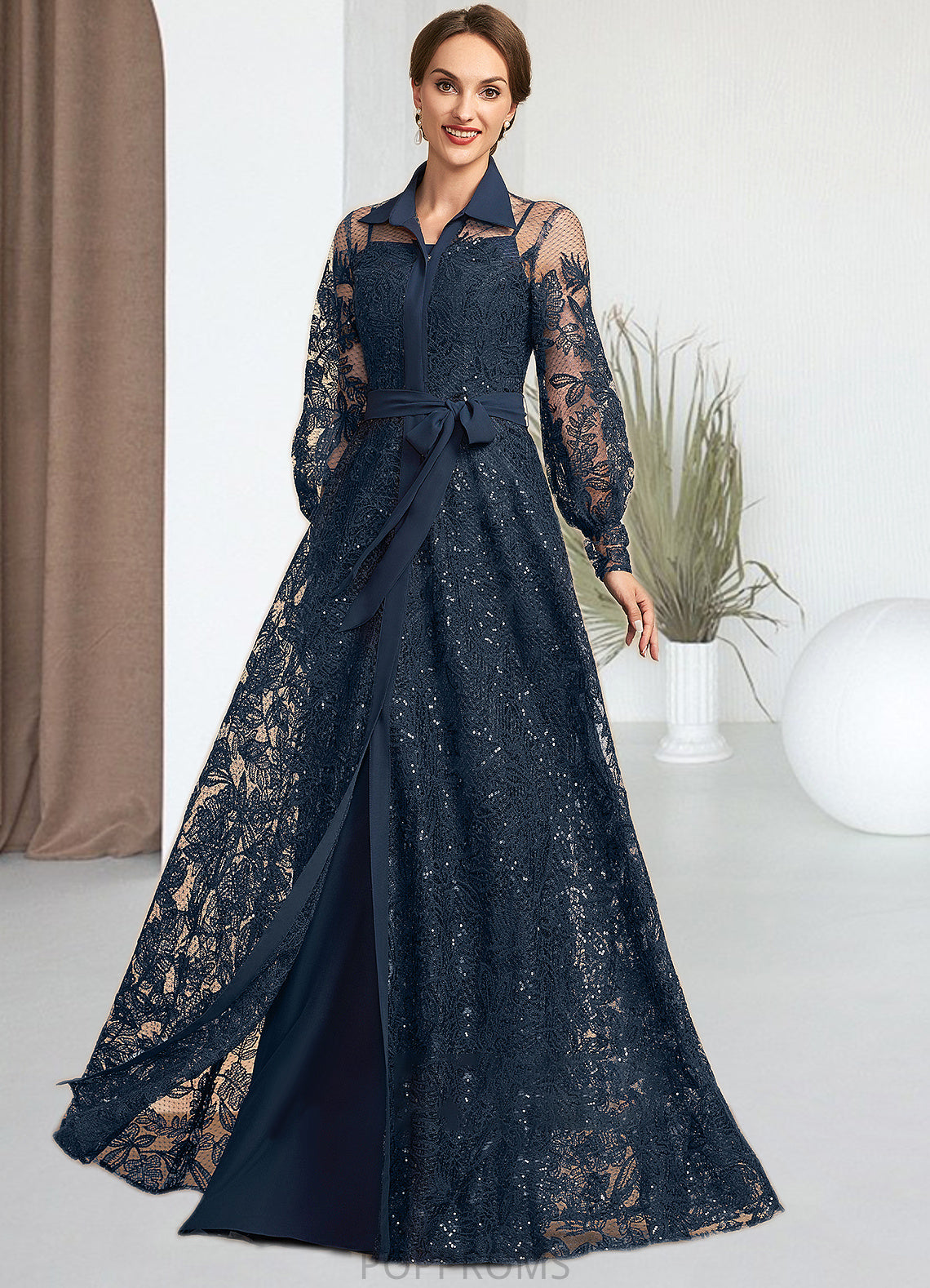 Ainsley A-Line Square Neckline Floor-Length Chiffon Mother of the Bride Dress PP6126P0014818