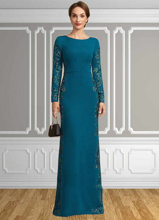 Jaslene Sheath/Column Scoop Neck Floor-Length Stretch Crepe Mother of the Bride Dress With Appliques Lace PP6126P0014822