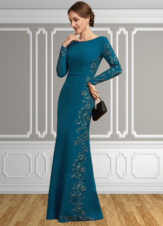 Jaslene Sheath/Column Scoop Neck Floor-Length Stretch Crepe Mother of the Bride Dress With Appliques Lace PP6126P0014822