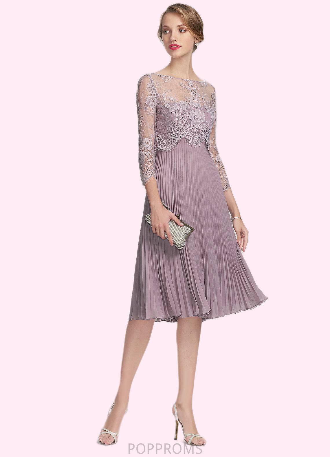 Sophie A-Line Sweetheart Knee-Length Chiffon Mother of the Bride Dress With Pleated PP6126P0014823