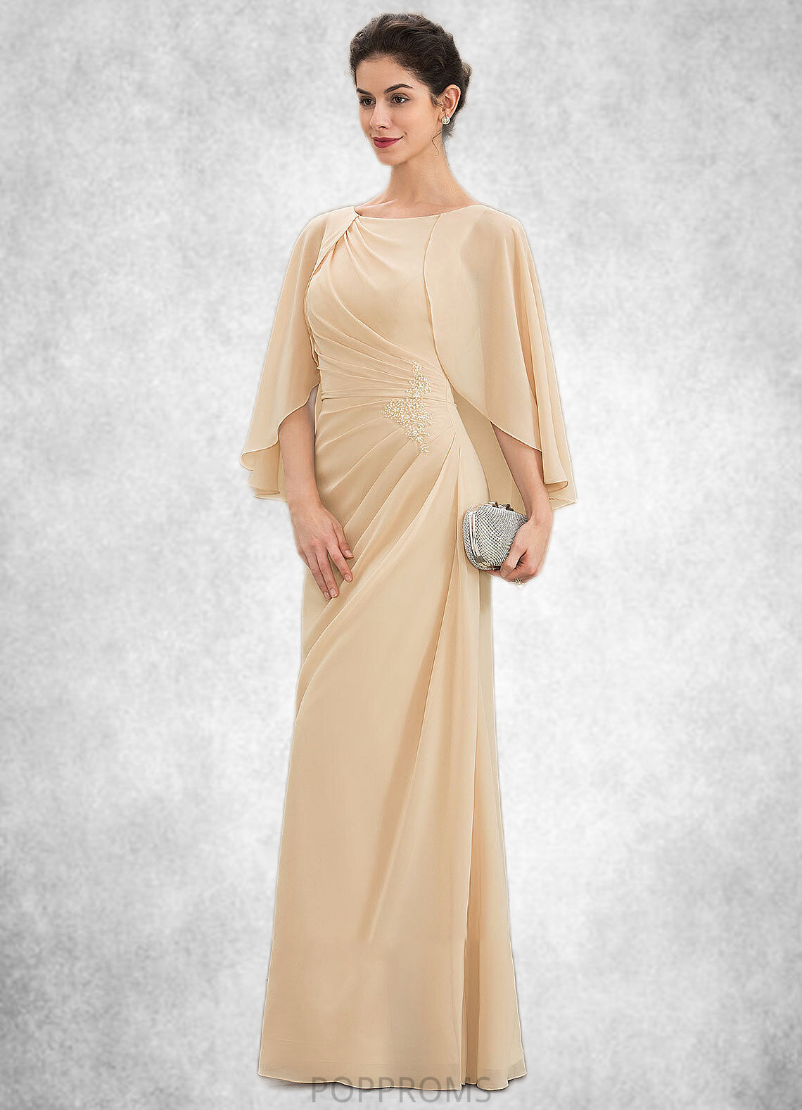 Elise A-Line Scoop Neck Floor-Length Chiffon Mother of the Bride Dress With Ruffle Beading Sequins PP6126P0014827