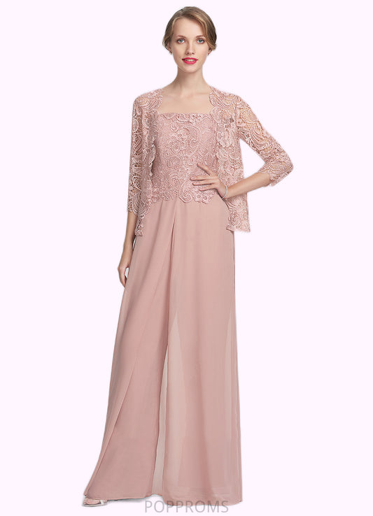 Eliza Jumpsuit/Pantsuit Square Neckline Floor-Length Chiffon Lace Mother of the Bride Dress PP6126P0014828