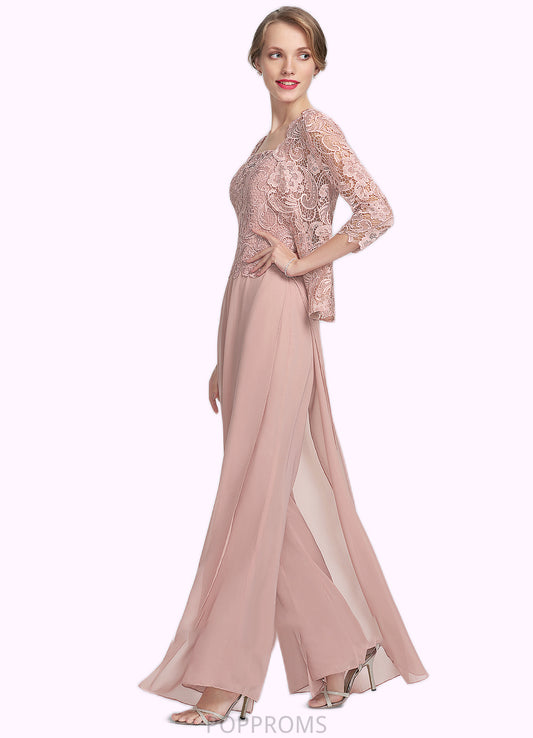 Eliza Jumpsuit/Pantsuit Square Neckline Floor-Length Chiffon Lace Mother of the Bride Dress PP6126P0014828