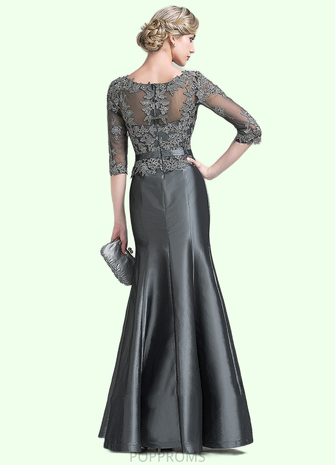 Abagail Trumpet/Mermaid Scoop Neck Floor-Length Taffeta Mother of the Bride Dress With Beading Appliques Lace Sequins PP6126P0014832