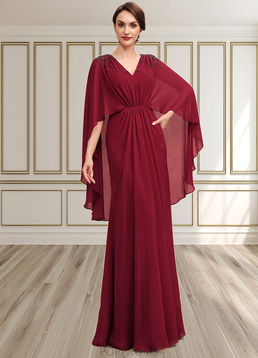 Seraphina A-Line V-neck Floor-Length Chiffon Mother of the Bride Dress With Ruffle Beading Sequins PP6126P0014833