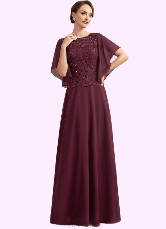 Georgia A-Line Scoop Neck Floor-Length Chiffon Lace Mother of the Bride Dress With Sequins PP6126P0014834