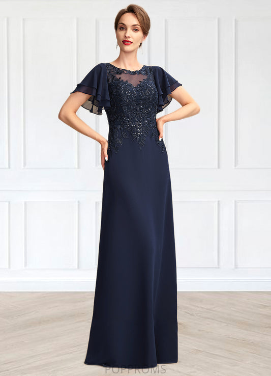 Melody A-Line Scoop Neck Floor-Length Chiffon Lace Mother of the Bride Dress With Sequins PP6126P0014857