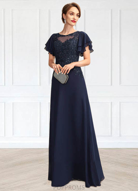 Melody A-Line Scoop Neck Floor-Length Chiffon Lace Mother of the Bride Dress With Sequins PP6126P0014857