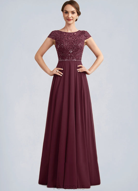 Arianna A-Line Scoop Neck Floor-Length Chiffon Lace Mother of the Bride Dress With Beading Sequins PP6126P0014863