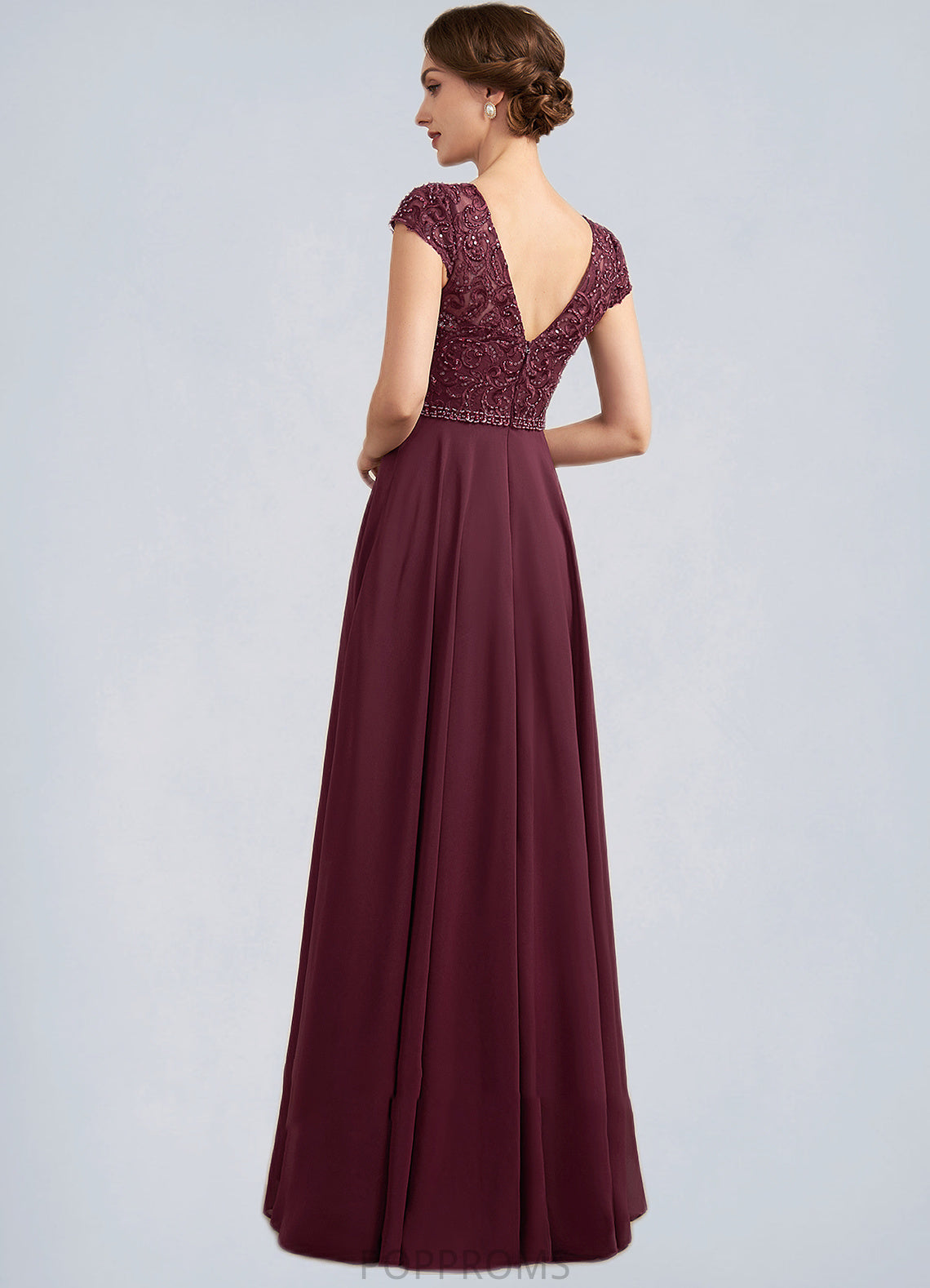 Arianna A-Line Scoop Neck Floor-Length Chiffon Lace Mother of the Bride Dress With Beading Sequins PP6126P0014863