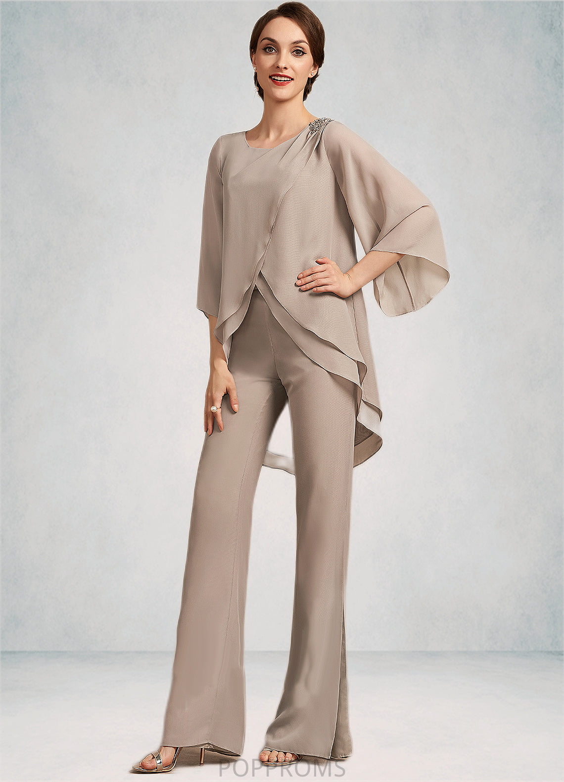 Naima Jumpsuit/Pantsuit Scoop Neck Floor-Length Chiffon Mother of the Bride Dress PP6126P0014864