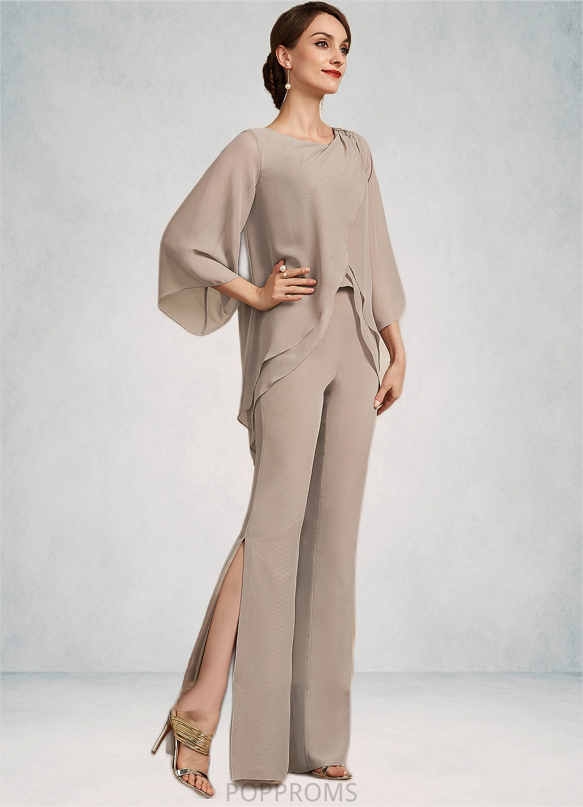 Naima Jumpsuit/Pantsuit Scoop Neck Floor-Length Chiffon Mother of the Bride Dress PP6126P0014864