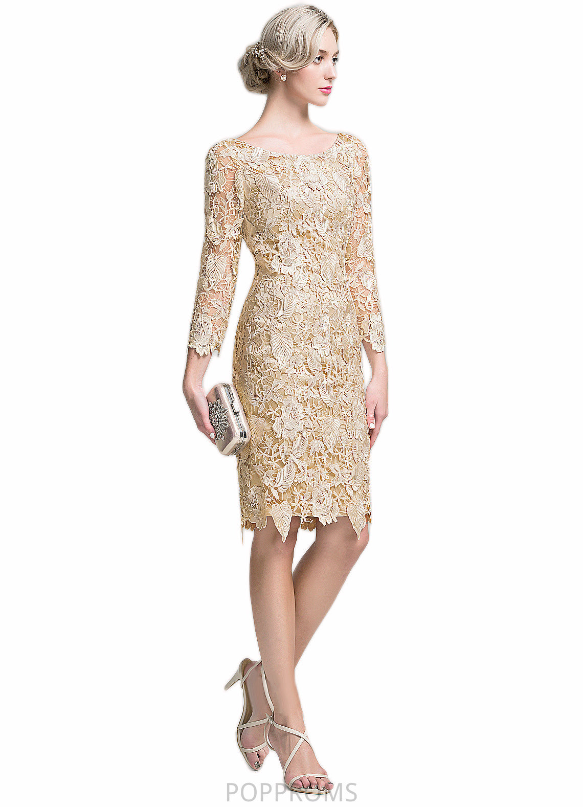 Denisse Sheath/Column Scoop Neck Knee-Length Lace Mother of the Bride Dress PP6126P0014865