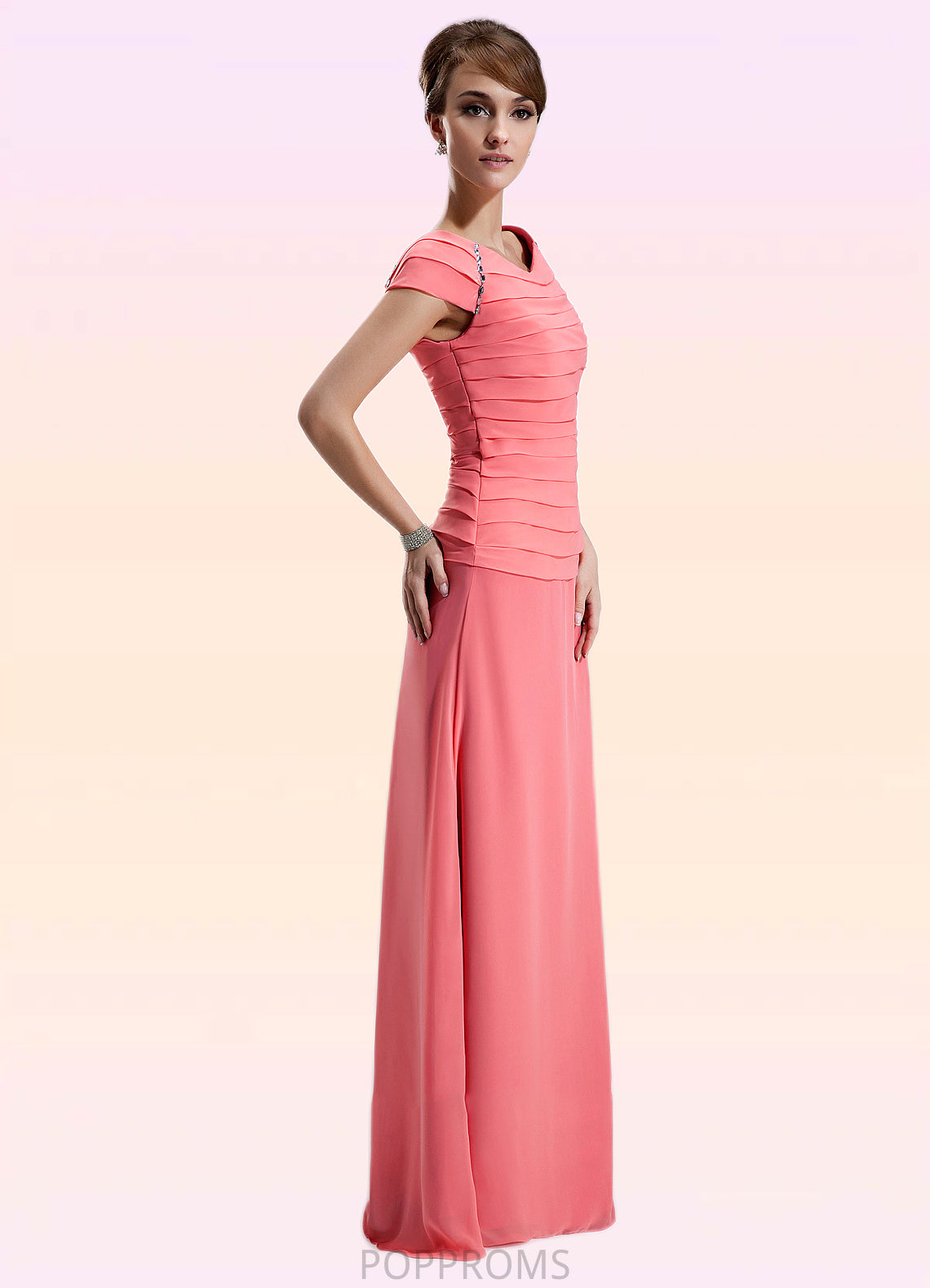 Rory A-Line Scoop Neck Floor-Length Chiffon Mother of the Bride Dress With Ruffle Beading PP6126P0014872