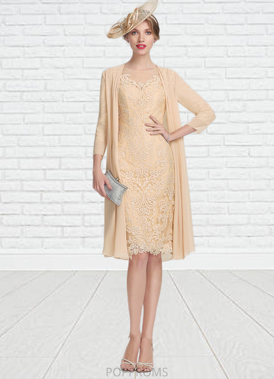 Katharine Sheath/Column Scoop Neck Knee-Length Lace Mother of the Bride Dress With Beading Sequins PP6126P0014874