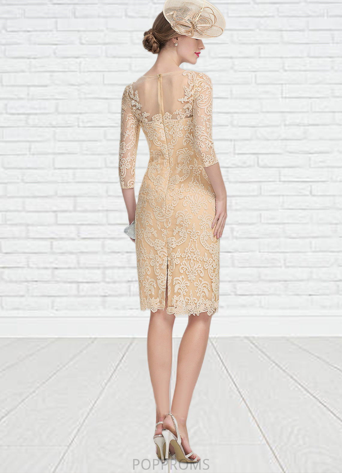 Katharine Sheath/Column Scoop Neck Knee-Length Lace Mother of the Bride Dress With Beading Sequins PP6126P0014874