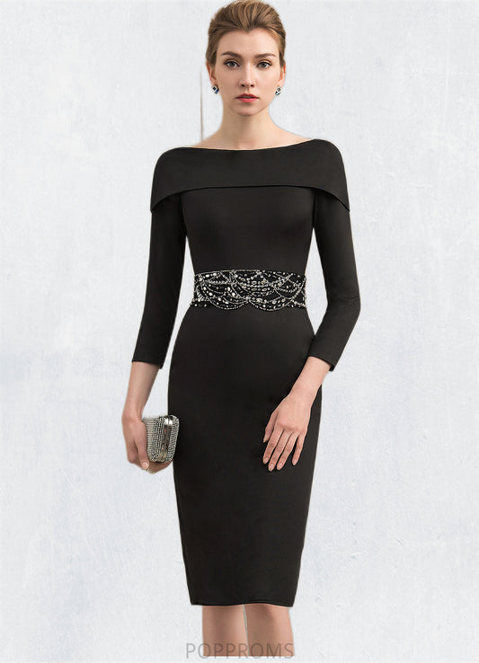 Sally Sheath/Column Off-the-Shoulder Knee-Length Jersey Mother of the Bride Dress With Beading Sequins PP6126P0014897