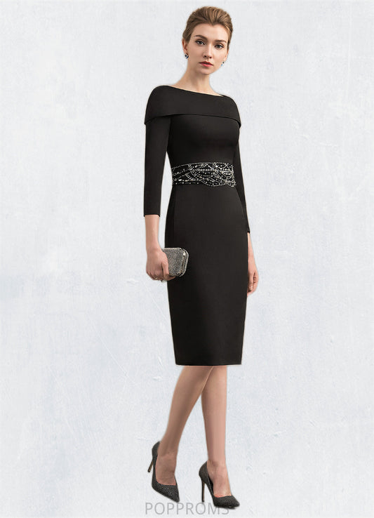 Sally Sheath/Column Off-the-Shoulder Knee-Length Jersey Mother of the Bride Dress With Beading Sequins PP6126P0014897