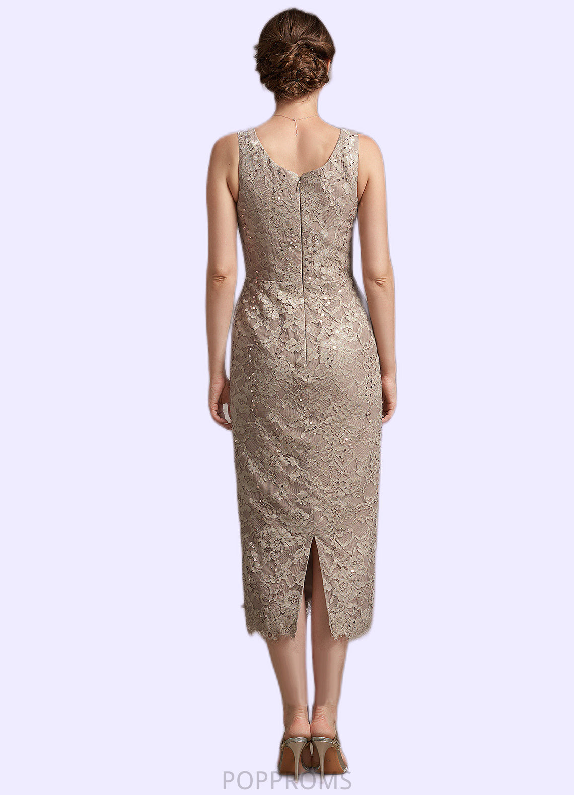 Mylee Sheath/Column Scoop Neck Tea-Length Lace Mother of the Bride Dress With Sequins PP6126P0014898