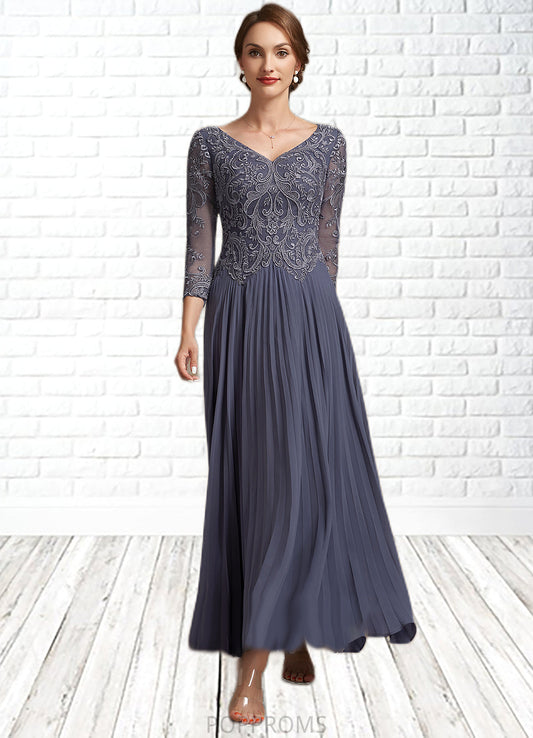 Sierra A-Line V-neck Ankle-Length Chiffon Lace Mother of the Bride Dress PP6126P0014899