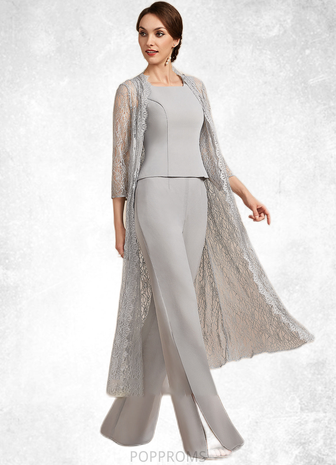 Maliyah Jumpsuit/Pantsuit Square Neckline Floor-Length Chiffon Mother of the Bride Dress PP6126P0014900