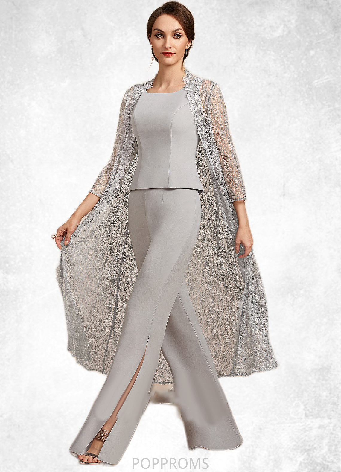 Maliyah Jumpsuit/Pantsuit Square Neckline Floor-Length Chiffon Mother of the Bride Dress PP6126P0014900