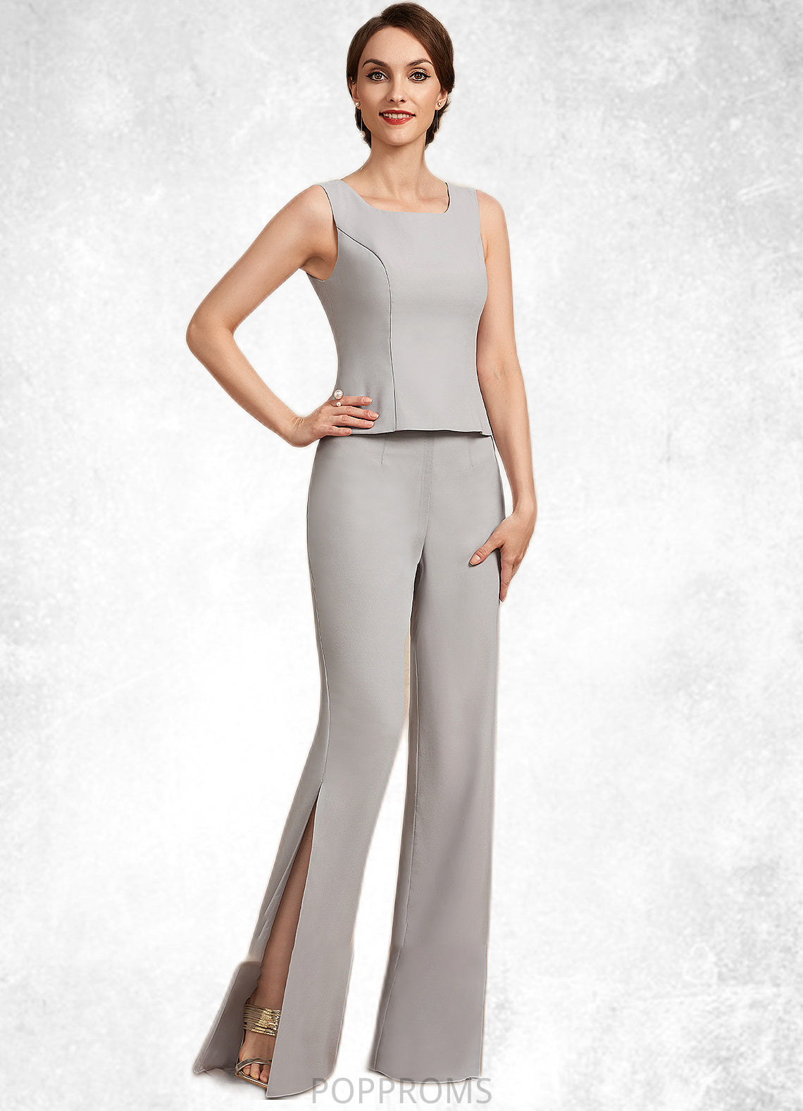 Maliyah Jumpsuit/Pantsuit Square Neckline Floor-Length Chiffon Mother of the Bride Dress PP6126P0014900