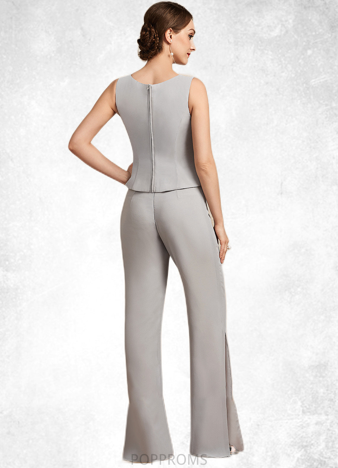 Maliyah Jumpsuit/Pantsuit Square Neckline Floor-Length Chiffon Mother of the Bride Dress PP6126P0014900