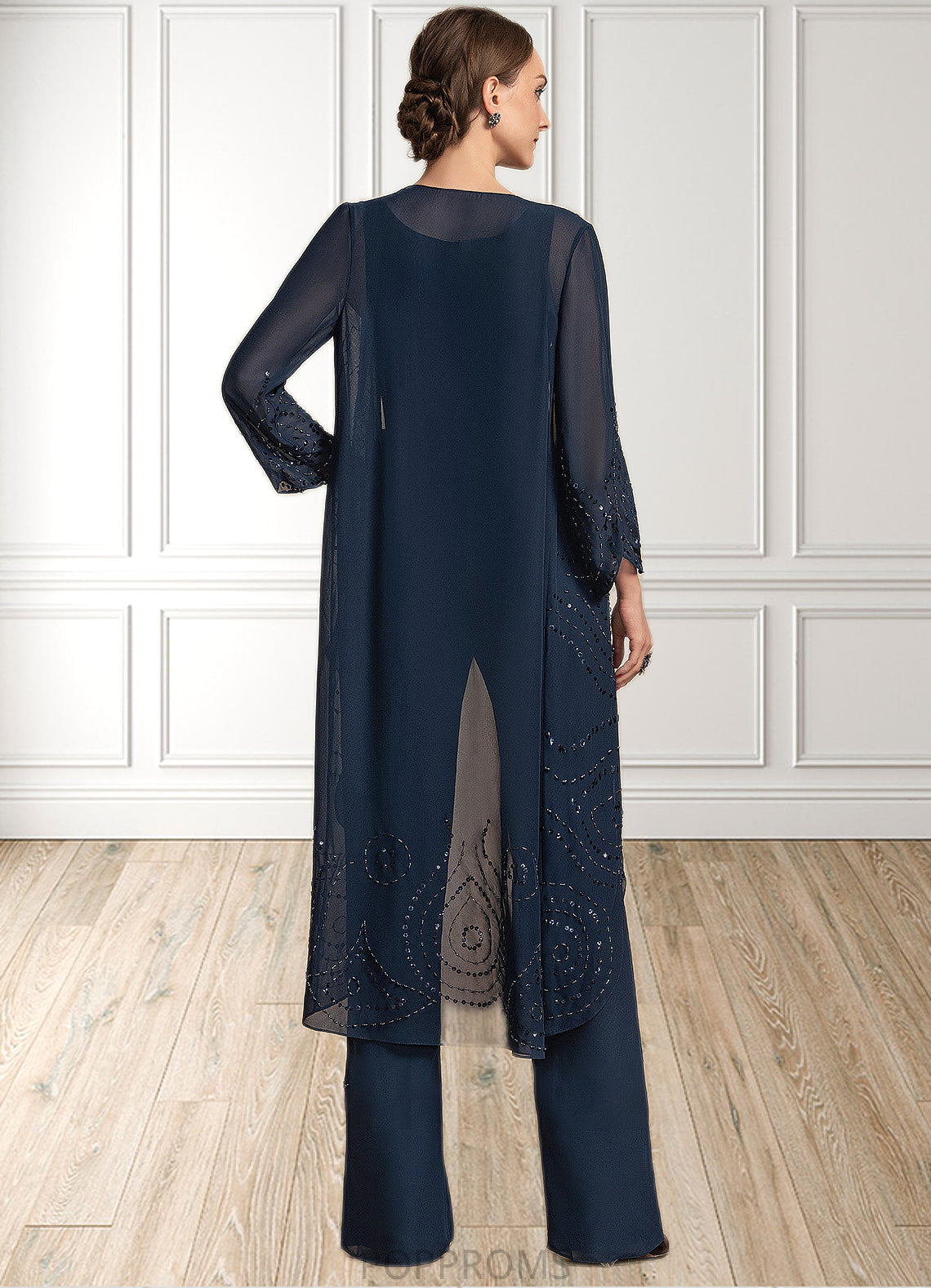 Amya Jumpsuit/Pantsuit Scoop Neck Floor-Length Chiffon Mother of the Bride Dress PP6126P0014914