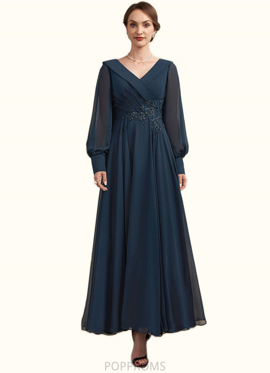 Yaritza A-Line V-neck Ankle-Length Chiffon Mother of the Bride Dress With Ruffle Beading Appliques Lace Sequins PP6126P0014915