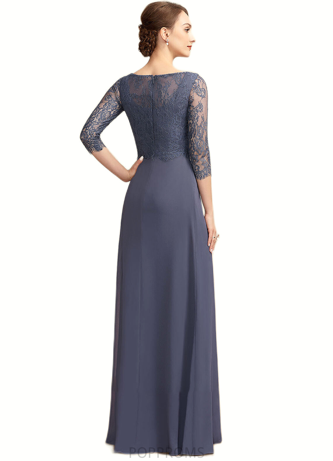 Eleanor A-Line Scoop Neck Floor-Length Chiffon Lace Mother of the Bride Dress With Ruffle PP6126P0014917