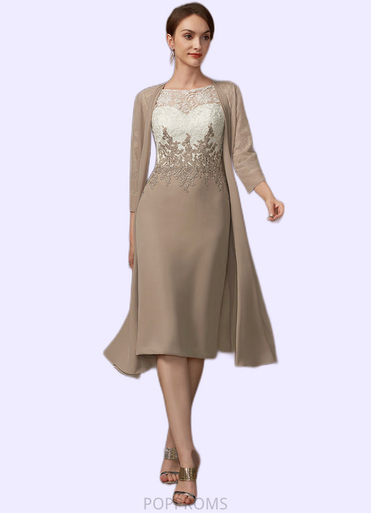 Shannon Sheath/Column Scoop Neck Knee-Length Chiffon Lace Mother of the Bride Dress PP6126P0014927