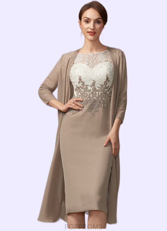 Shannon Sheath/Column Scoop Neck Knee-Length Chiffon Lace Mother of the Bride Dress PP6126P0014927