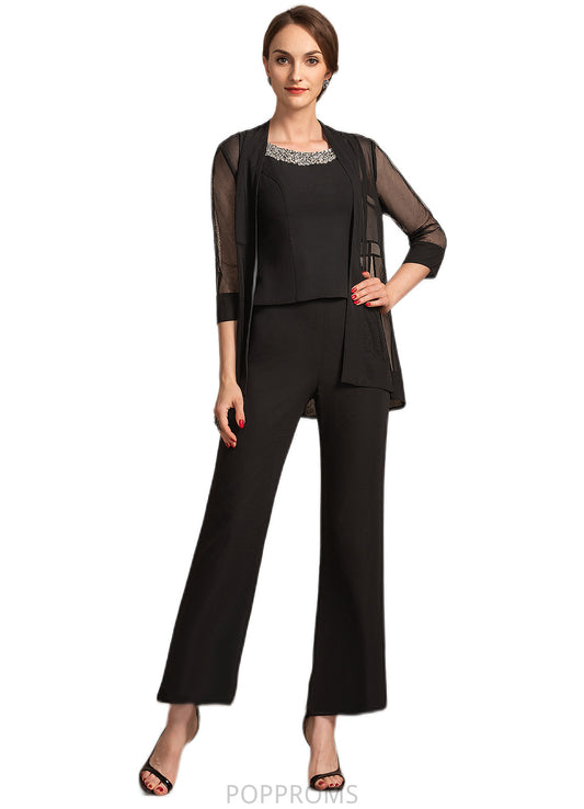 Allyson Jumpsuit/Pantsuit Scoop Neck Ankle-Length Chiffon Mother of the Bride Dress With Beading Sequins PP6126P0014932