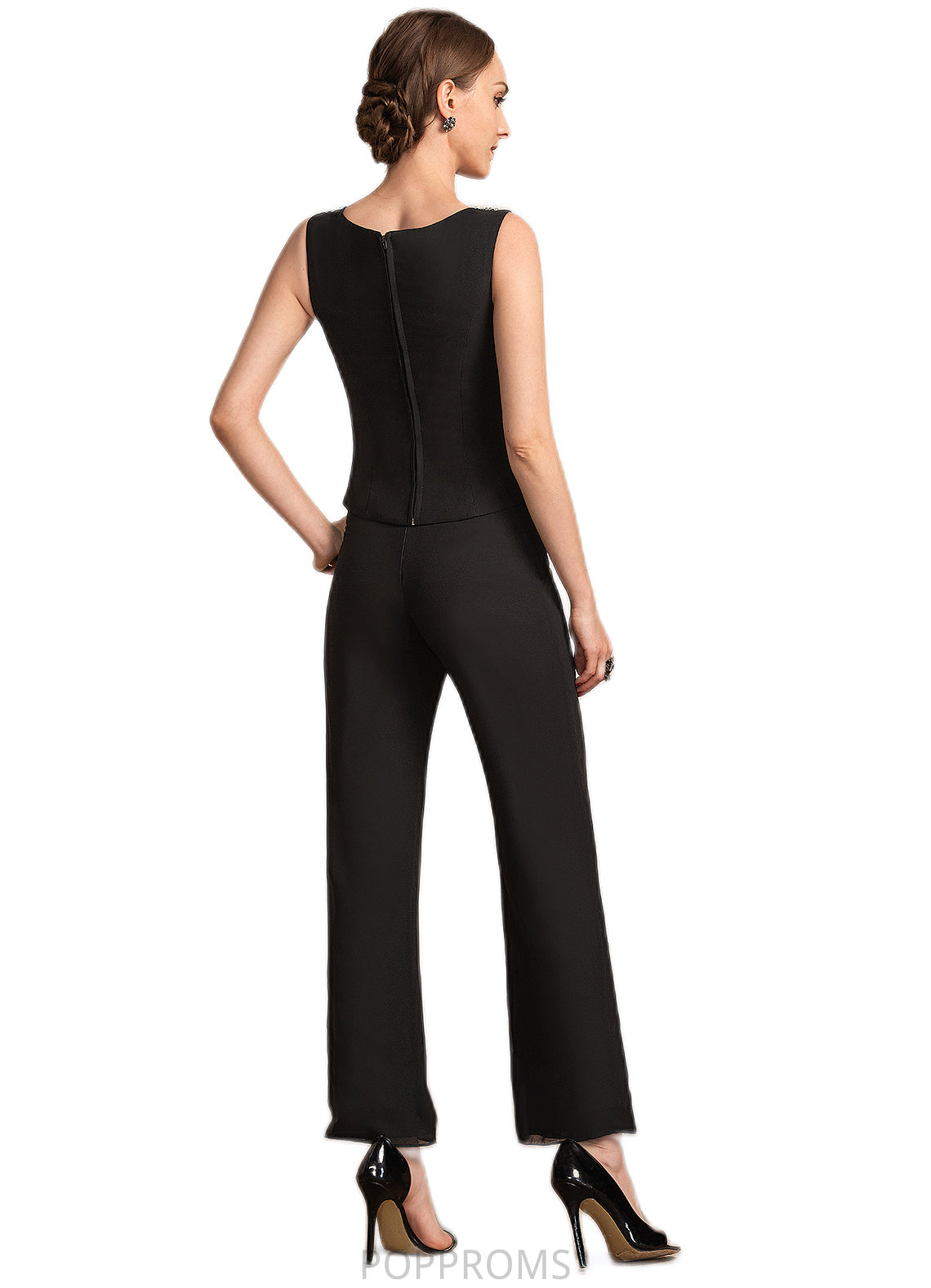 Allyson Jumpsuit/Pantsuit Scoop Neck Ankle-Length Chiffon Mother of the Bride Dress With Beading Sequins PP6126P0014932