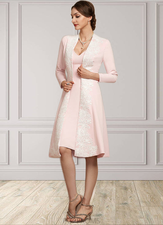 Harriet Sheath/Column V-neck Knee-Length Stretch Crepe Mother of the Bride Dress PP6126P0014933