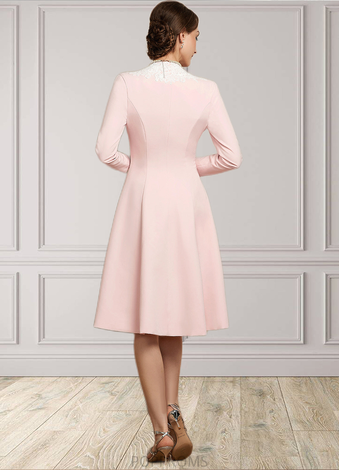 Harriet Sheath/Column V-neck Knee-Length Stretch Crepe Mother of the Bride Dress PP6126P0014933