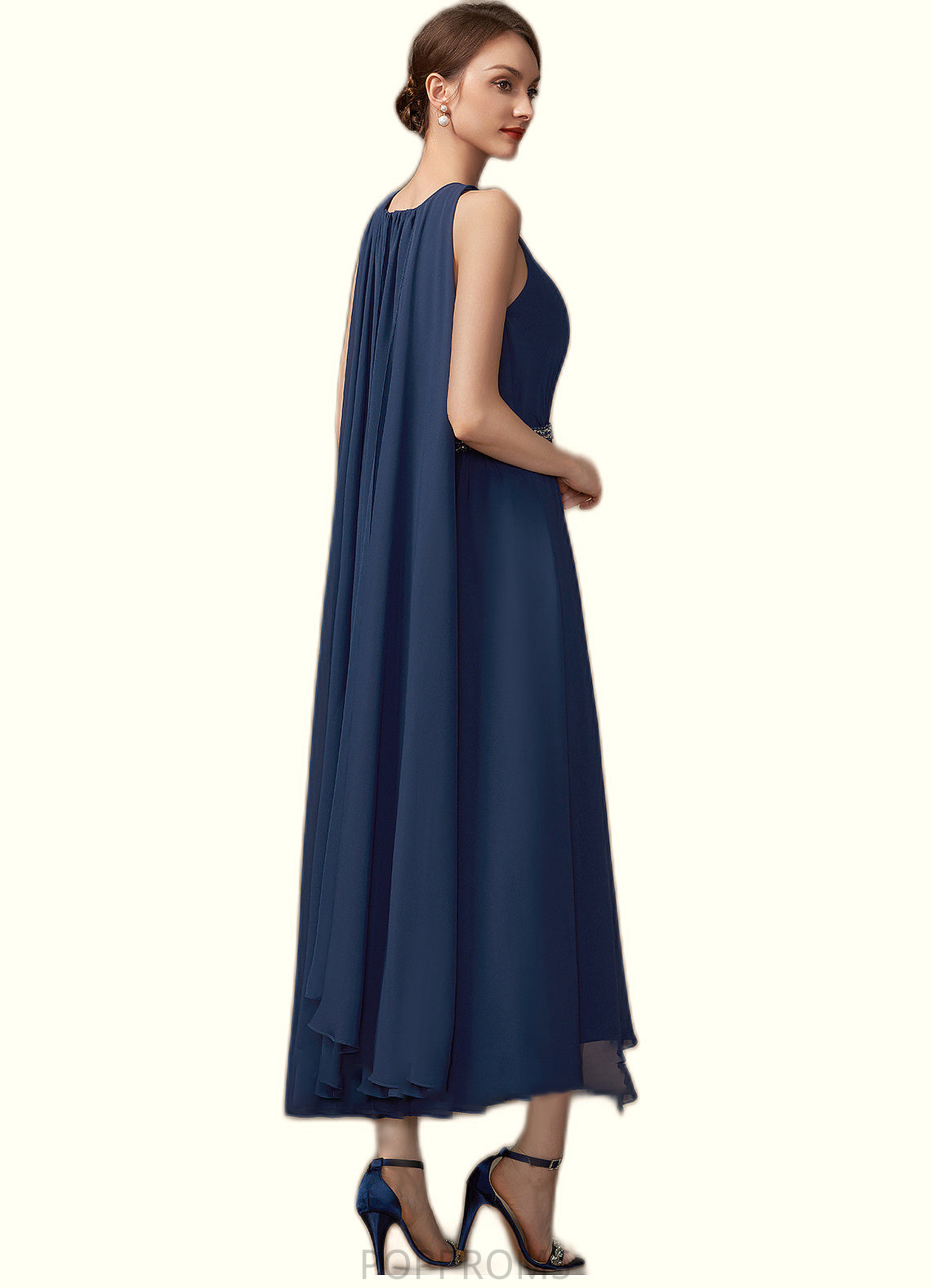 Arianna A-Line Scoop Neck Tea-Length Chiffon Mother of the Bride Dress With Beading PP6126P0014934