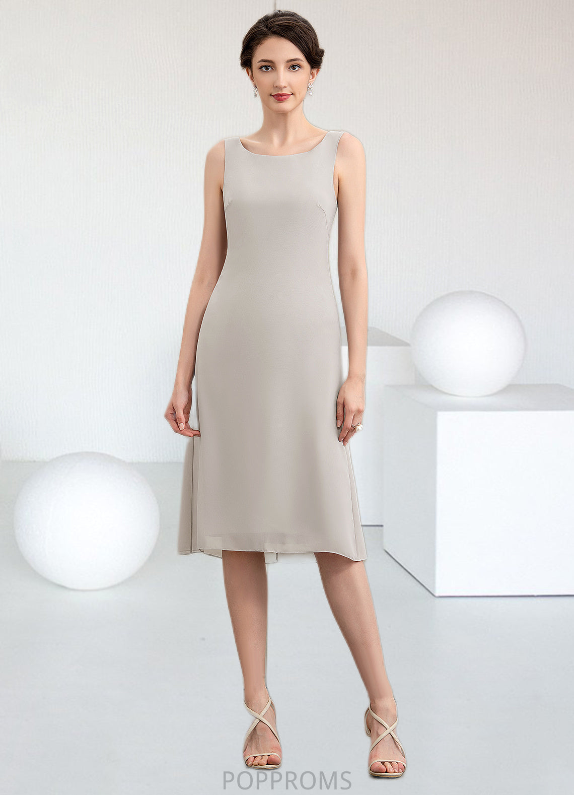 Cristal A-Line Scoop Neck Knee-Length Chiffon Mother of the Bride Dress PP6126P0014935