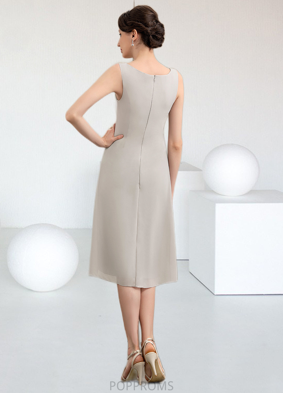 Cristal A-Line Scoop Neck Knee-Length Chiffon Mother of the Bride Dress PP6126P0014935