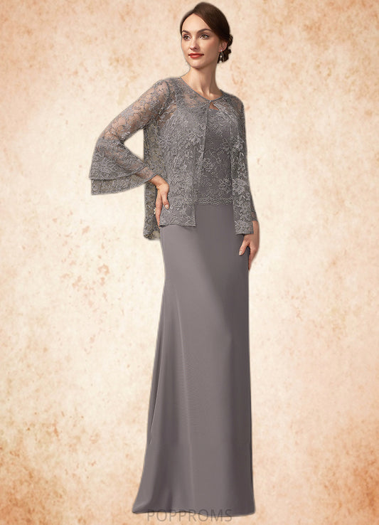 Kenzie Sheath/Column Square Neckline Floor-Length Chiffon Lace Mother of the Bride Dress PP6126P0014936