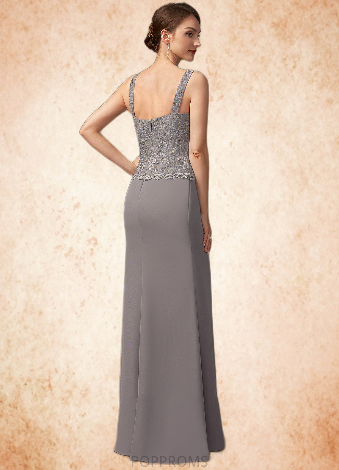 Kenzie Sheath/Column Square Neckline Floor-Length Chiffon Lace Mother of the Bride Dress PP6126P0014936